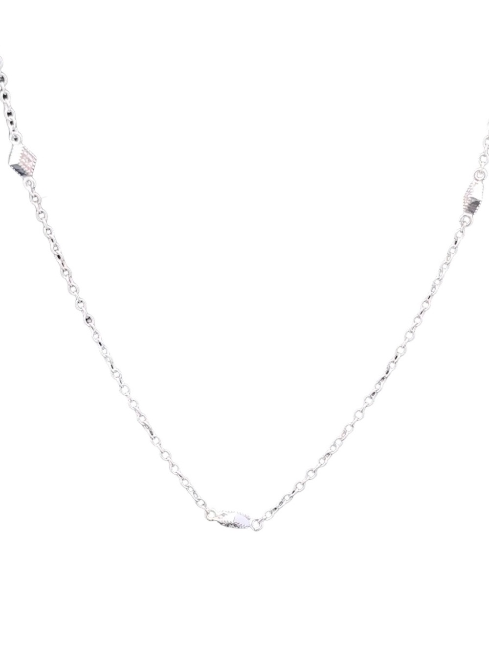14K White Gold Multi-Station Diamond Necklace
